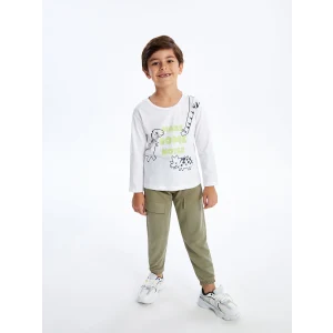 LCW Kids Yeşil Beli Lastikli Kalın Basic Erkek Çocuk Jogger Eşofman Altı