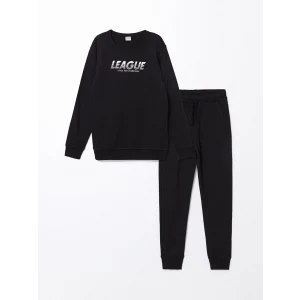 LCW Kids Siyah Bisiklet Yaka Erkek Çocuk Kalın Eşofman Takımı