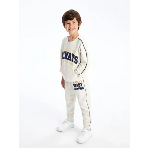 LCW Kids Ekru Beli Lastikli Kalın Erkek Bebek Jogger Eşofman Altı