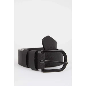 Defacto Y6450 Siyah Erkek Oval Toka Suni Deri Klasik Kemer