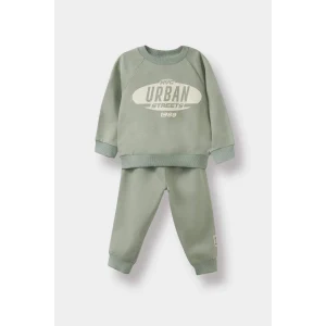 Defacto G1463A5KH434 Haki Erkek Bebek 2li Takım Baskılı Sweatshirt Eşofman Altı