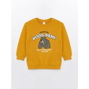 LCW Kids Sari Bisiklet Yaka Kalın Baskılı Erkek Çocuk Sweatshirt