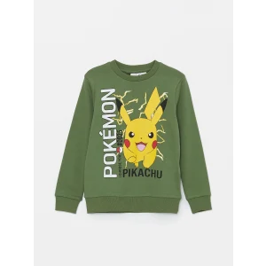 LCW Kids Yeşil Bisiklet Yaka  Baskılı Erkek Çocuk Sweatshirt