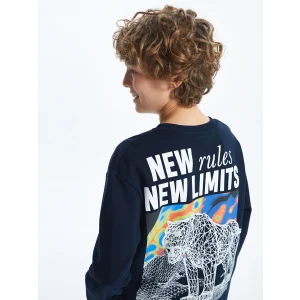 LCW Kids Lacivert Bisiklet Yaka Erkek Çocuk Kalın Sweatshirt