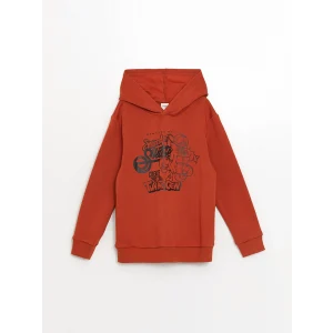 LCW Kids Turuncu Kapüşonlu Baskılı Erkek Çocuk Sweatshirt