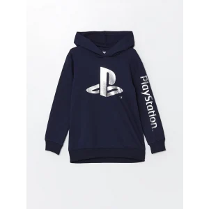 LCW Kids Lacivert Kapüşonlu Baskılı Erkek Çocuk Sweatshirt