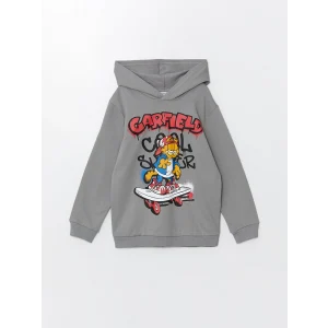 LCW Kids Gri Kapüşonlu Baskılı Erkek Çocuk Sweatshirt