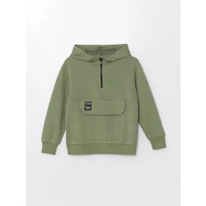 LCW Kids Yeşil Kapüşonlu Erkek Çocuk Sweatshirt