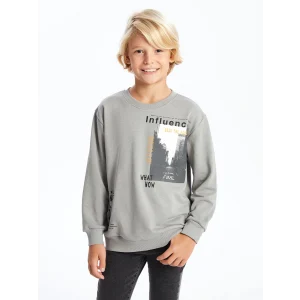 LCW Kids Gri Bisiklet Yaka Erkek Çocuk Sweatshirt