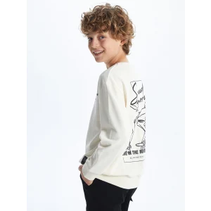 LCW Kids Ekru Bisiklet Yaka Erkek Çocuk Sweatshirt