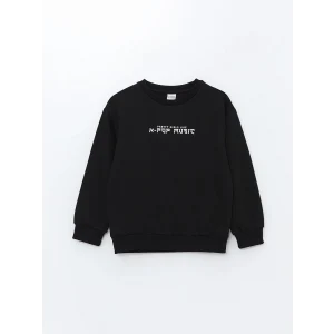 LCW Kids Siyah Bisiklet Yaka Kız Çocuk Kalın Sweatshirt