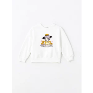 LCW Kids Ekru Bisiklet Yaka Kız Çocuk Kalın Sweatshirt