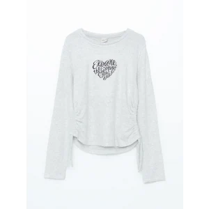 LCW Kids Gri Bisiklet Yaka Kız Çocuk Tişört