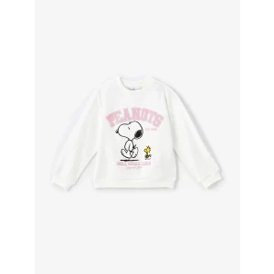 LCW Kids Ekru Bisiklet Yaka Uzun Kollu Baskılı Kız Çocuk Sweatshirt
