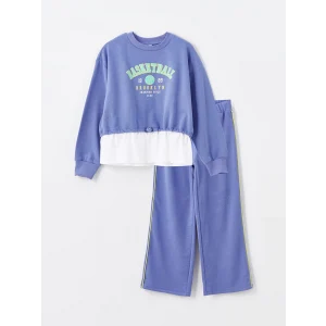 LCW Kids Lila Bisiklet Yaka Kız Çocuk Eşofman Takım