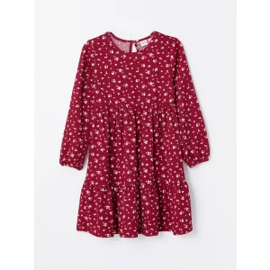 LCW Kids Pembe Bisiklet Yaka Çiçekli Kız Çocuk Elbise