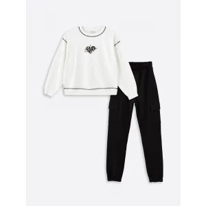 LCW Kids Ekru Bisiklet Yaka Kız Çocuk Kalın Eşofman Takım