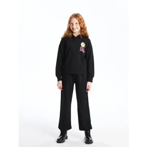 LCW Kids Siyah Kapüşonlu Kız Çocuk Eşofman Takım