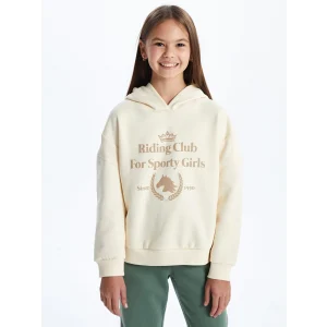 LCW Kids Bej Kapüşonlu Kız Çocuk Kalın Sweatshirt