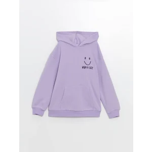 LCW Kids Lila Kapüşonlu Kız Çocuk Kalın Sweatshirt