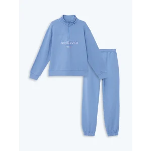 LCW Kids Lila Dik Yaka Kız Çocuk Kalın Eşofman Takım