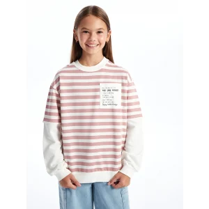 LCW Kids Pembe Bisiklet Yaka Kız Çocuk Kalın Sweatshirt