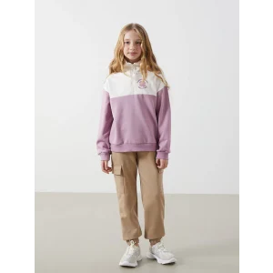 LCW Kids Lila Dik Yaka Kız Çocuk Kalın Sweatshirt