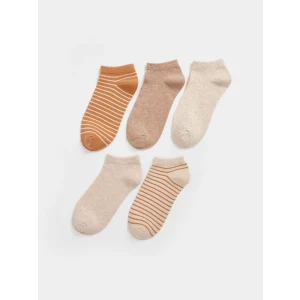 LCW DREAM Kahverengi Çizgili Kadın Patik Çorap 5li