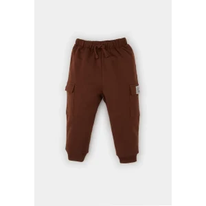 Defacto D5645 Kahve Erkek Bebek Etiket Baskılı Beli Paçası Lastikli Kargo Cepli Eşofman Altı