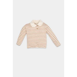 Defacto D6195 Kahve Kız Bebek Çizgili Bebe Yaka İçi Yumuşak Tüylü Sweatshirt