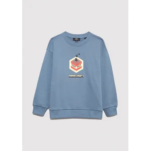 Mavi 6S10130-85518 Minecraft Baskılı Mavi Sweatshirt