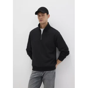 Mavi 0S10419-900 Yarı Fermuarlı siyah Basic Sweatshirt