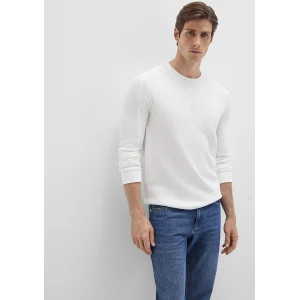 Mavi 0610106-70054 Uzun Kollu Dokulu Beyaz Basic Tişört