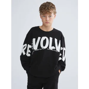 LCW Kids Siyah Bisiklet Yaka Baskılı Erkek Çocuk Eşofman Takım