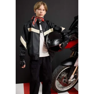 Defacto C4322A8BK27 Siyah Erkek Çocuk Su Geçirmez Kolej Yaka Bomber Mont