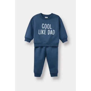 Defacto E8999A5IN257 İndigo Erkek Bebek 2li Takım Baskılı Sweatshirt Eşofman Altı