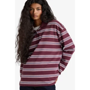 Defacto F9025AXBR232 Bordo Relax Fit Polo Yaka Çizgili Sweatshirt