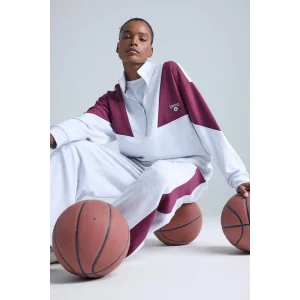 Defacto E8935AXGR421 Gri DeFactoFit NBA Boston Celtics Oversize Geniş Kalıp Yarım Fermuarlı Skuba Dalgıç Kumaş Sporcu Sweatshirt