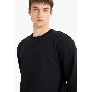 Defacto T3777AZBK81 Siyah Regular Fit Bisiklet Yaka Basic Düz Kalın Sweatshirt