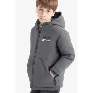 Defacto C4318A8AR58 Antrasit Erkek Çocuk Su Geçirmez Kapüşonlu Fermuarlı Cepli Mont