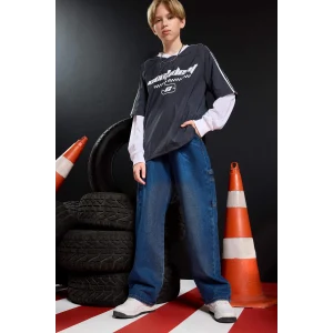 Defacto F0457 Mavi Erkek Çocuk Wide Leg Düz Paça Jean Pantolon