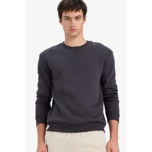 Defacto T3777AZAR138 Antrasit Regular Fit Bisiklet Yaka Basic Düz Kalın Sweatshirt