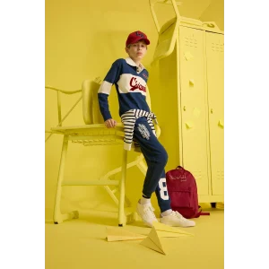 Defacto F2715A8BE829 Mavi Erkek Çocuk Beli Lastikli Baskılı Eşofman Altı