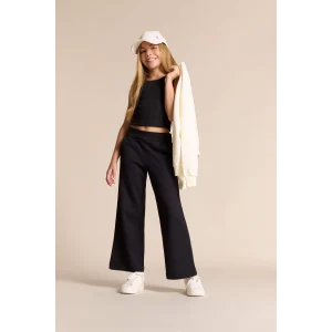 Defacto E8293 Siyah Kız Çocuk Wide Leg Waffle Geniş Paça Pantolon