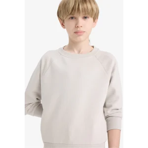 Defacto E8415A8GR94 Gri Erkek Çocuk Bisiklet Yaka Basic Düz Okul Sweatshirt