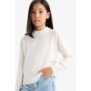 Defacto C6902A8ER105 Ekru Kız Çocuk Standart Fit Bisiklet Yaka Triko Kazak