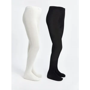 LCW Kids Siyah Basic Kız Çocuk Külotlu Çorap 2li