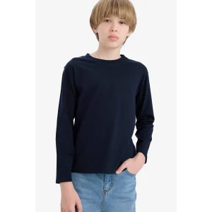 Defacto K1686A6NV253 Lacivert Erkek Çocuk Bisiklet Yaka Basic Düz Uzun Kollu Okul Tişörtü