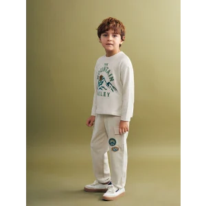 LCW Kids Gri Beli Lastikli Nakışlı Erkek Çocuk Jogger Eşofman Altı