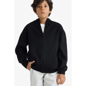 Defacto F0817A8BK27 Siyah Erkek Çocuk Yarım Fermuarlı Hırka